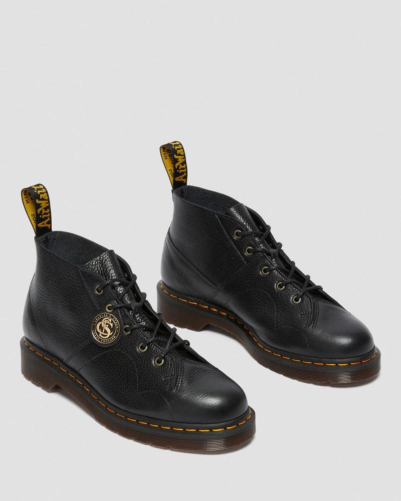 Black Women's Dr Martens Church Buckingham Leather Monkey Boots | CA 225CTV